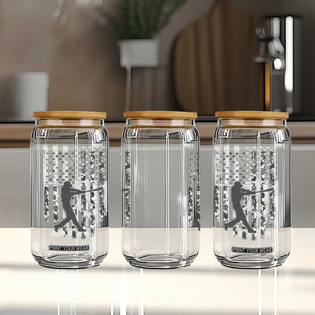 Camo US Flag Baseball Player Glass Can Retro Camouflage American Flag Patriotic TS10 Print Your Wear