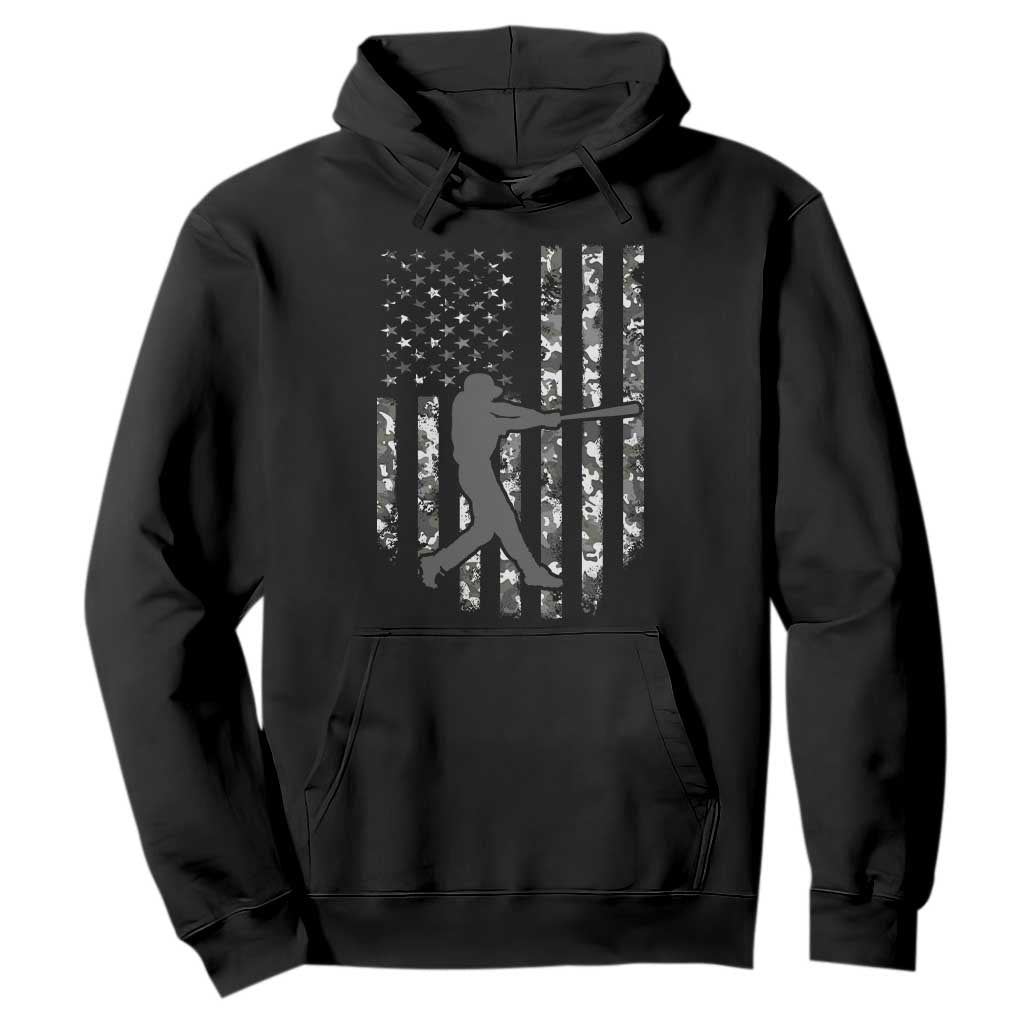 Camo US Flag Baseball Player Hoodie Retro Camouflage American Flag Patriotic TS10 Black Print Your Wear