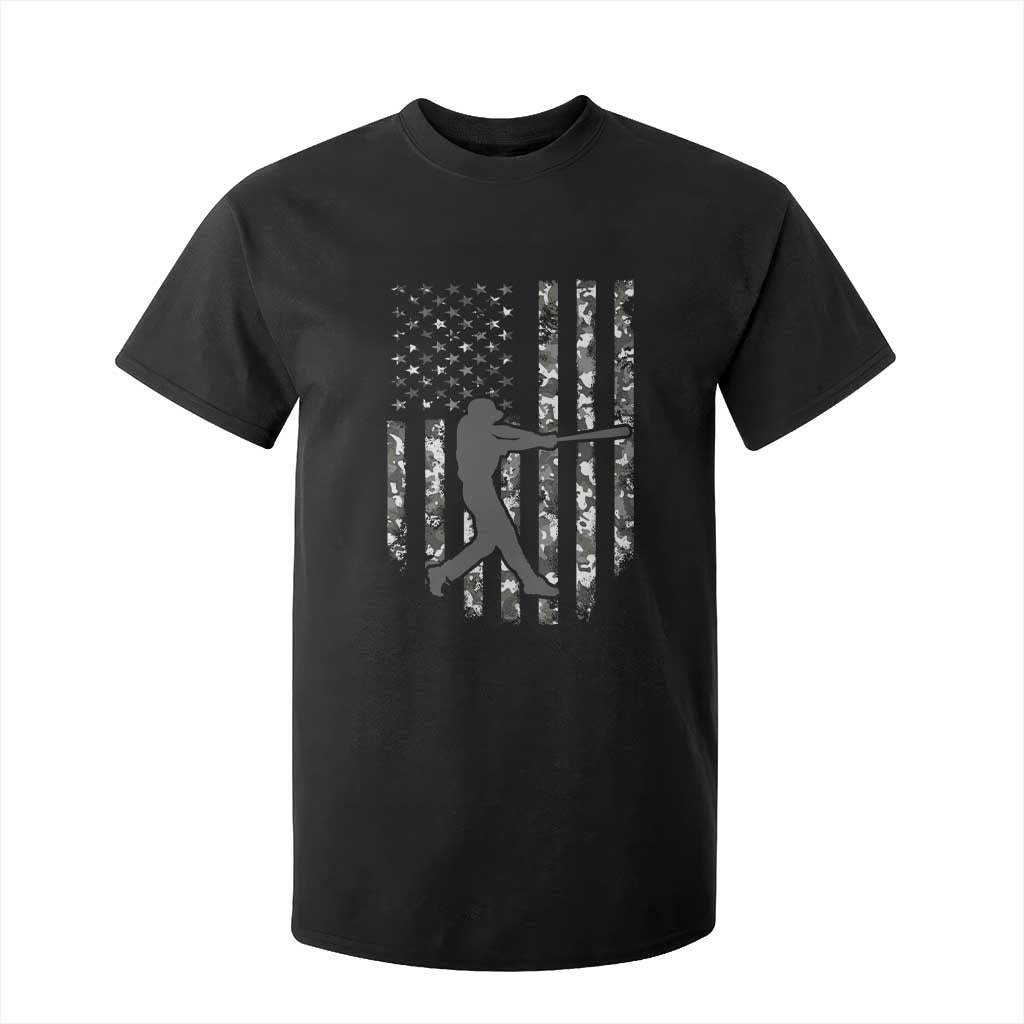 Camo US Flag Baseball Player T Shirt For Kid Retro Camouflage American Flag Patriotic TS10 Black Print Your Wear