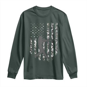 Camo US Flag Baseball Player Long Sleeve Shirt Retro Camouflage American Flag Patriotic TS10 Dark Forest Green Print Your Wear
