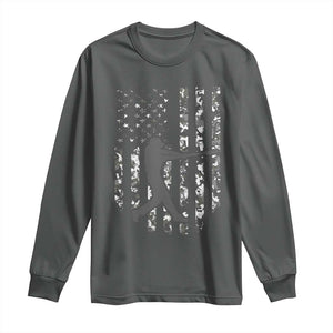Camo US Flag Baseball Player Long Sleeve Shirt Retro Camouflage American Flag Patriotic TS10 Dark Heather Print Your Wear
