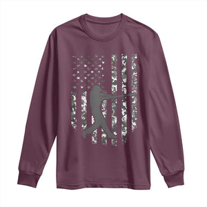 Camo US Flag Baseball Player Long Sleeve Shirt Retro Camouflage American Flag Patriotic TS10 Maroon Print Your Wear