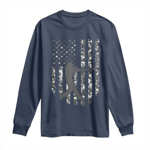 Camo US Flag Baseball Player Long Sleeve Shirt Retro Camouflage American Flag Patriotic TS10 Navy Print Your Wear