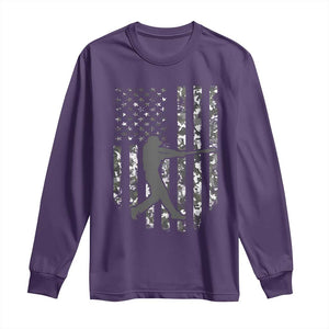 Camo US Flag Baseball Player Long Sleeve Shirt Retro Camouflage American Flag Patriotic TS10 Purple Print Your Wear