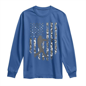 Camo US Flag Baseball Player Long Sleeve Shirt Retro Camouflage American Flag Patriotic TS10 Royal Blue Print Your Wear