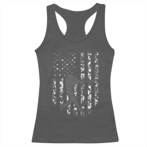 Camo US Flag Baseball Player Racerback Tank Top Retro Camouflage American Flag Patriotic TS10 Dark Heather Print Your Wear