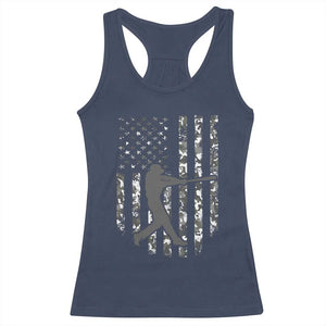 Camo US Flag Baseball Player Racerback Tank Top Retro Camouflage American Flag Patriotic TS10 Navy Print Your Wear