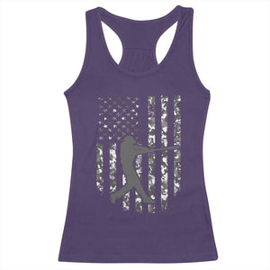 Camo US Flag Baseball Player Racerback Tank Top Retro Camouflage American Flag Patriotic TS10 Purple Print Your Wear