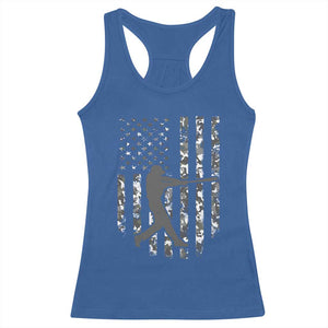 Camo US Flag Baseball Player Racerback Tank Top Retro Camouflage American Flag Patriotic TS10 Royal Blue Print Your Wear