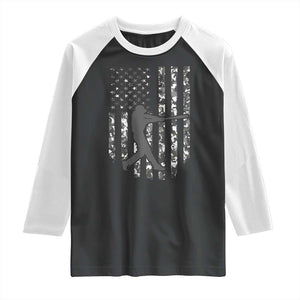Camo US Flag Baseball Player Raglan Shirt Retro Camouflage American Flag Patriotic TS10 Black White Print Your Wear
