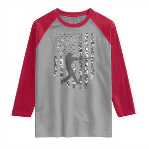 Camo US Flag Baseball Player Raglan Shirt Retro Camouflage American Flag Patriotic TS10 Sport Gray Red Print Your Wear