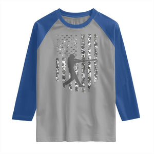 Camo US Flag Baseball Player Raglan Shirt Retro Camouflage American Flag Patriotic TS10 Sport Gray Royal Print Your Wear