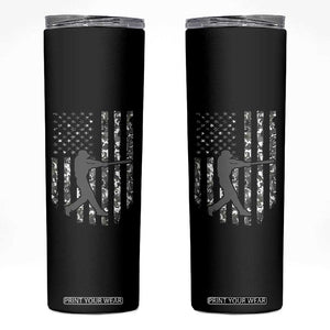 Camo US Flag Baseball Player Skinny Tumbler Retro Camouflage American Flag Patriotic TS10 Black Print Your Wear