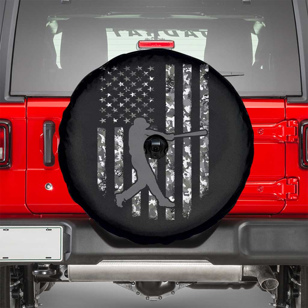 Camo US Flag Baseball Player Spare Tire Cover Retro Camouflage American Flag Patriotic TS10 Black Print Your Wear