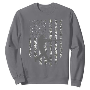 Camo US Flag Baseball Player Sweatshirt Retro Camouflage American Flag Patriotic TS10 Charcoal Print Your Wear