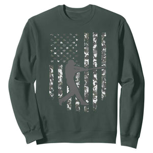 Camo US Flag Baseball Player Sweatshirt Retro Camouflage American Flag Patriotic TS10 Dark Forest Green Print Your Wear