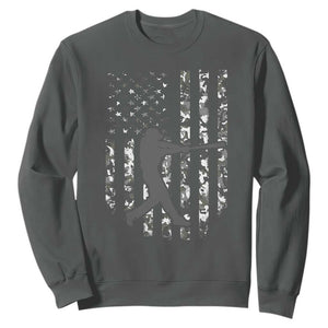 Camo US Flag Baseball Player Sweatshirt Retro Camouflage American Flag Patriotic TS10 Dark Heather Print Your Wear