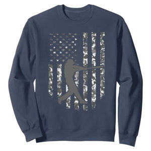 Camo US Flag Baseball Player Sweatshirt Retro Camouflage American Flag Patriotic TS10 Navy Print Your Wear