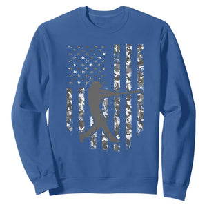 Camo US Flag Baseball Player Sweatshirt Retro Camouflage American Flag Patriotic TS10 Royal Blue Print Your Wear
