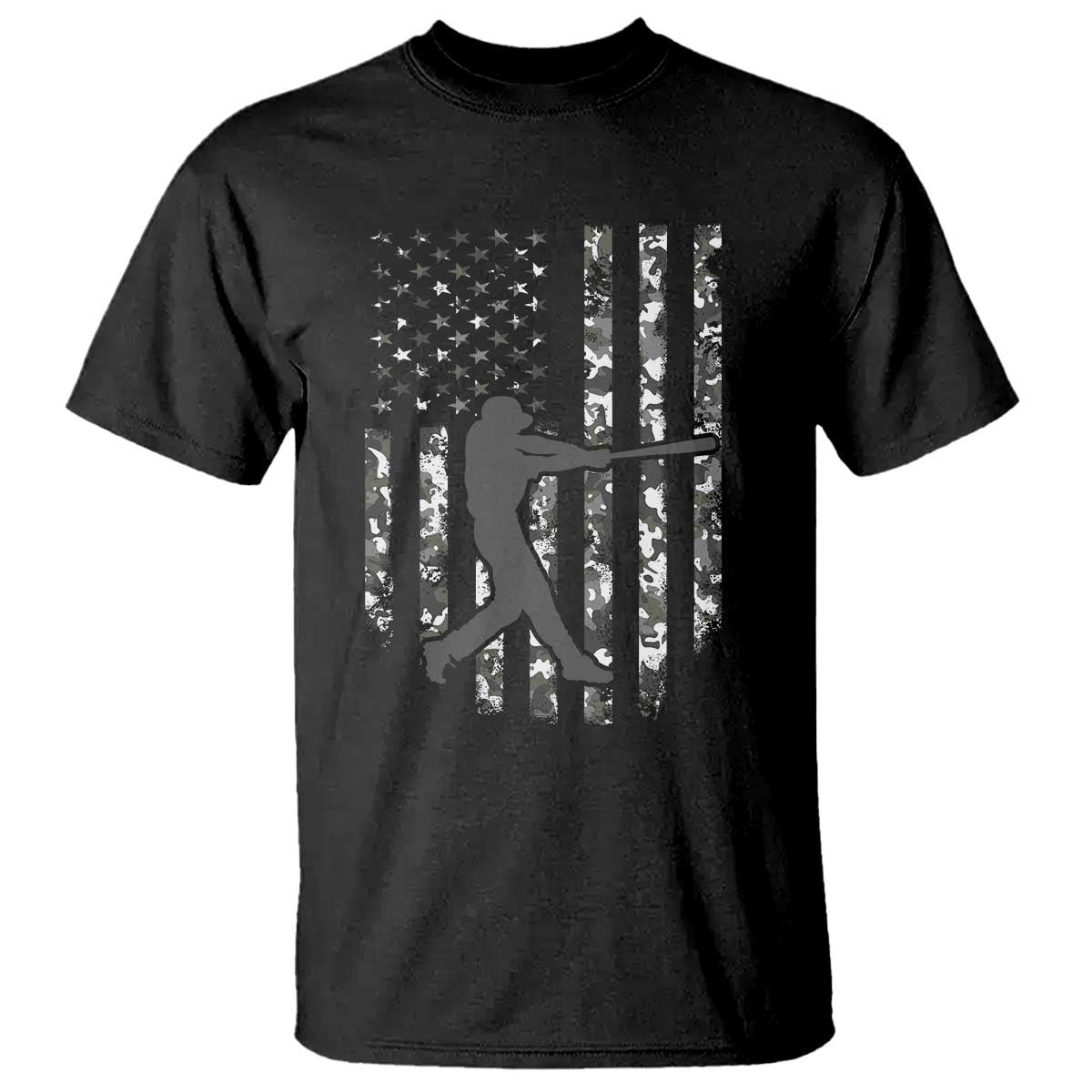 Camo US Flag Baseball Player T Shirt Retro Camouflage American Flag Patriotic TS10 Black Print Your Wear