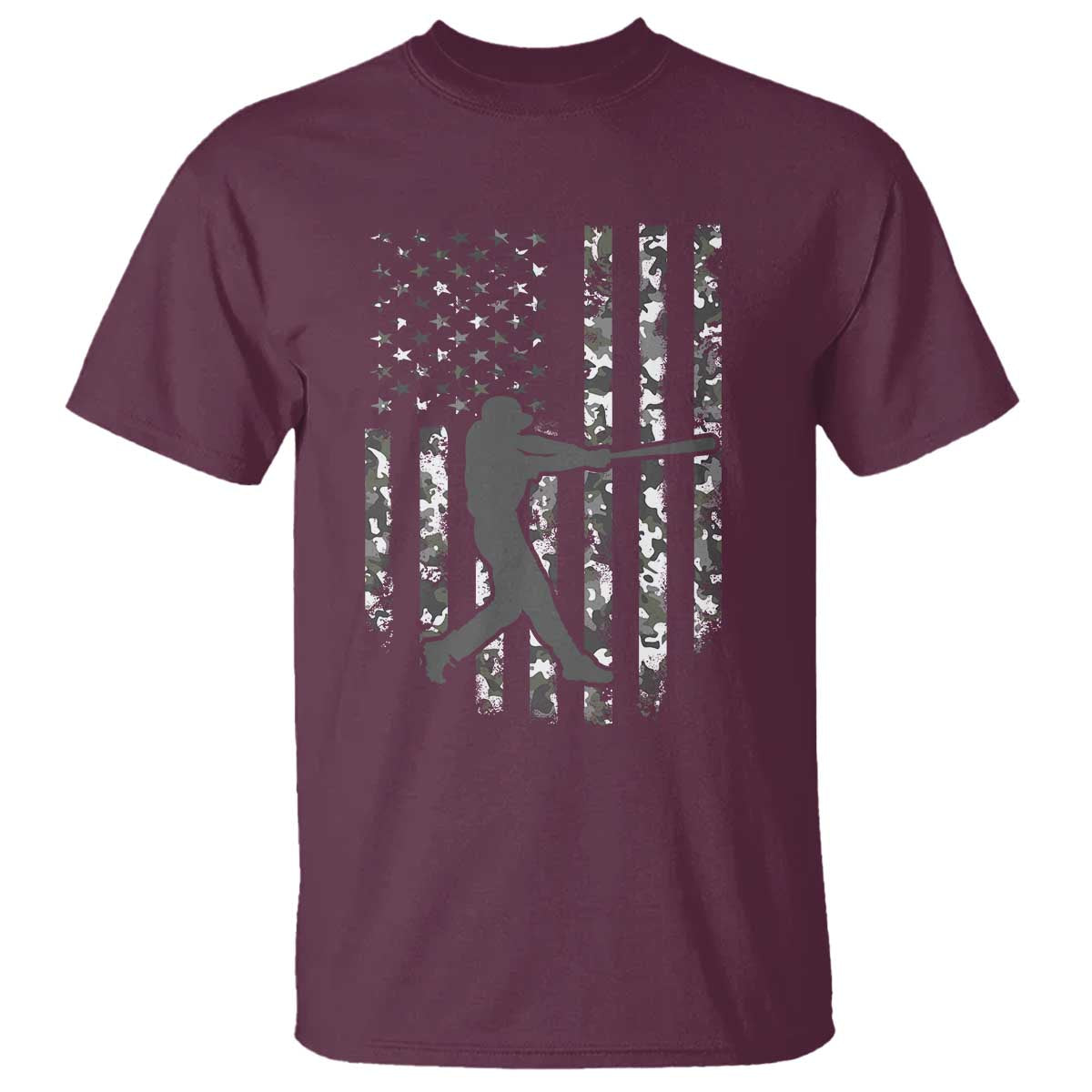 Camo US Flag Baseball Player T Shirt Retro Camouflage American Flag Patriotic TS10 Maroon Print Your Wear