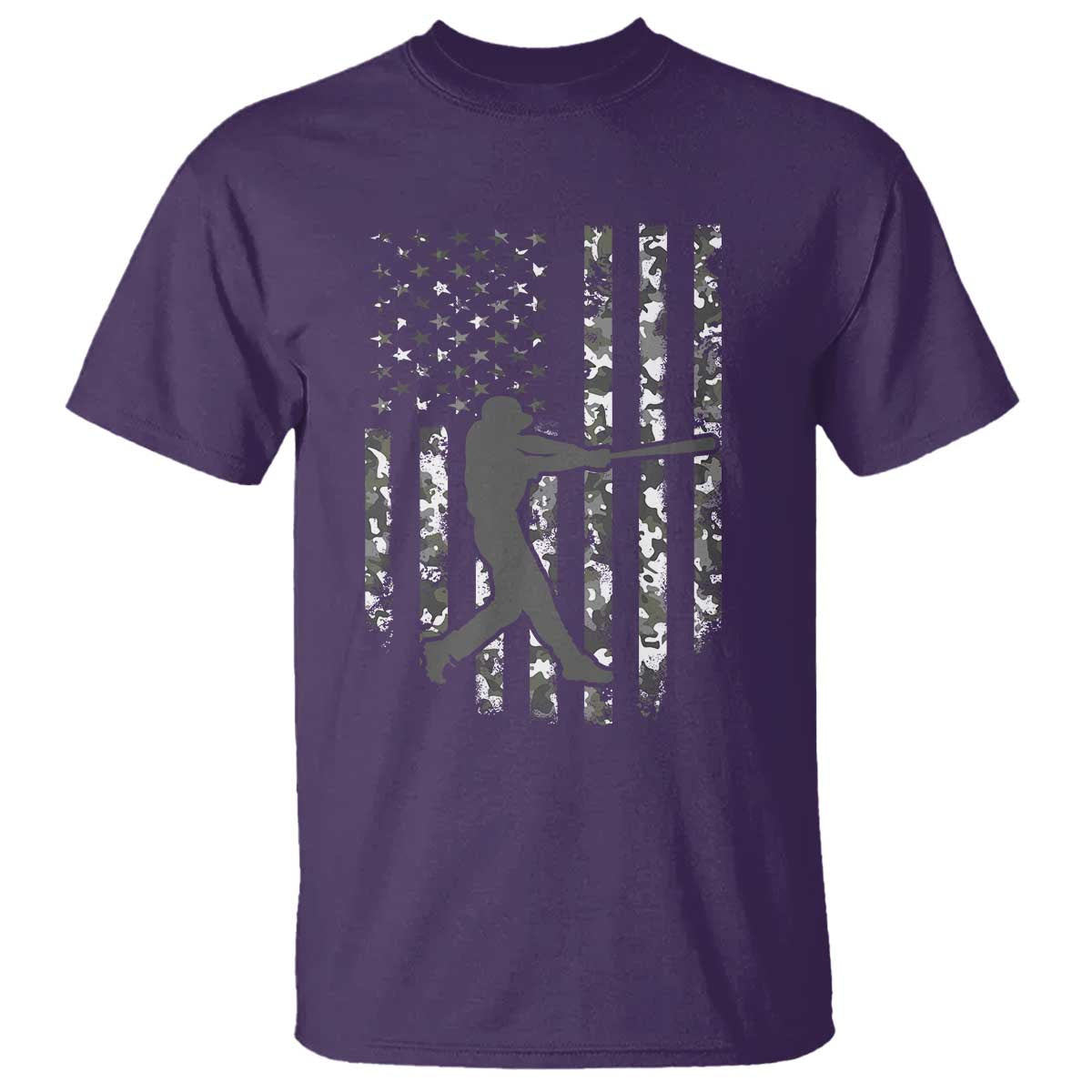 Camo US Flag Baseball Player T Shirt Retro Camouflage American Flag Patriotic TS10 Purple Print Your Wear