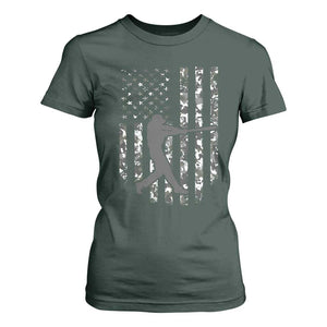 Camo US Flag Baseball Player T Shirt For Women Retro Camouflage American Flag Patriotic TS10 Dark Forest Green Print Your Wear