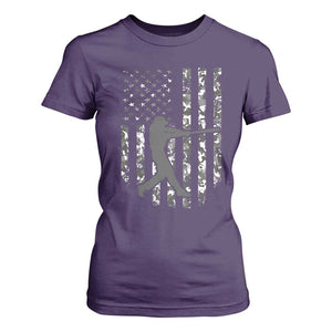 Camo US Flag Baseball Player T Shirt For Women Retro Camouflage American Flag Patriotic TS10 Purple Print Your Wear