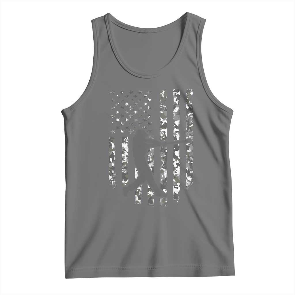 Camo US Flag Baseball Player Tank Top Retro Camouflage American Flag Patriotic TS10 Black Heather Print Your Wear