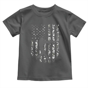 Camo US Flag Baseball Player Toddler T Shirt Retro Camouflage American Flag Patriotic TS10 Dark Heather Print Your Wear