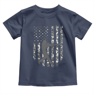 Camo US Flag Baseball Player Toddler T Shirt Retro Camouflage American Flag Patriotic TS10 Navy Print Your Wear
