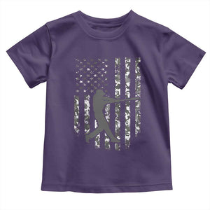 Camo US Flag Baseball Player Toddler T Shirt Retro Camouflage American Flag Patriotic TS10 Purple Print Your Wear