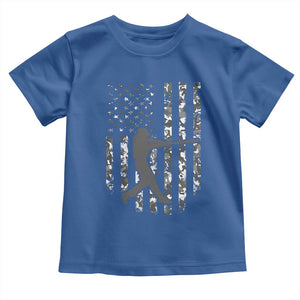 Camo US Flag Baseball Player Toddler T Shirt Retro Camouflage American Flag Patriotic TS10 Royal Blue Print Your Wear