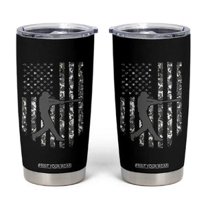 Camo US Flag Baseball Player Tumbler Cup Retro Camouflage American Flag Patriotic TS10 Black Print Your Wear