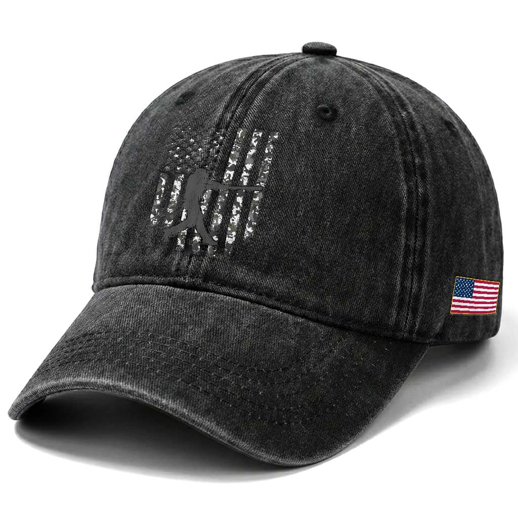 Camo US Flag Baseball Player Washed Cotton Baseball Cap Retro Camouflage American Flag Patriotic TS10 Print Your Wear