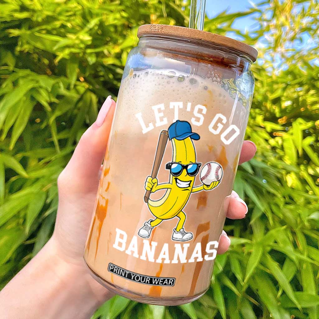 Funny Banana Glass Can Lets Go Bananas TS10 Black Print Your Wear