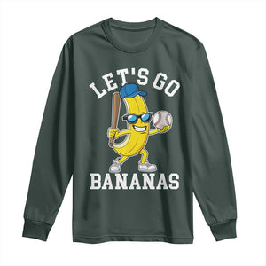 Funny Banana Long Sleeve Shirt Lets Go Bananas TS10 Dark Forest Green Print Your Wear