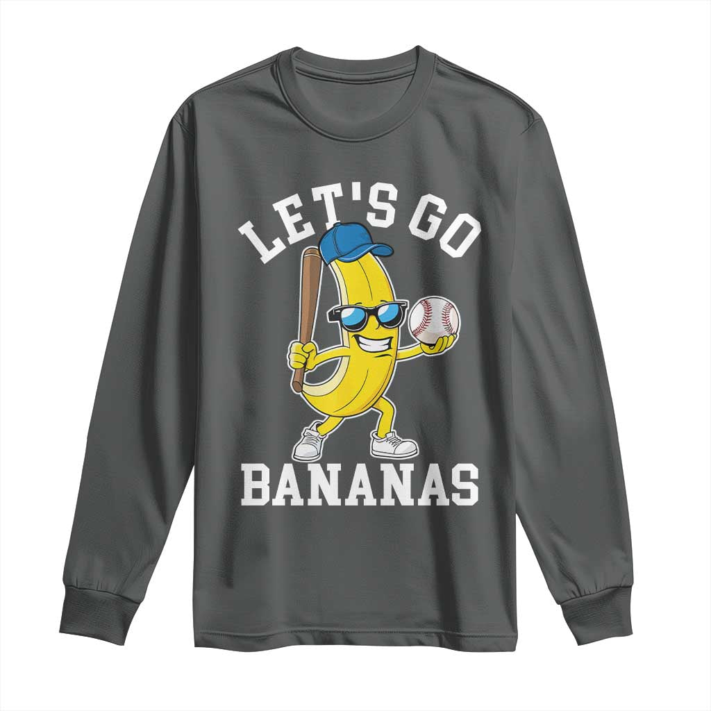 Funny Banana Long Sleeve Shirt Lets Go Bananas TS10 Dark Heather Print Your Wear