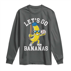 Funny Banana Long Sleeve Shirt Lets Go Bananas TS10 Dark Heather Print Your Wear