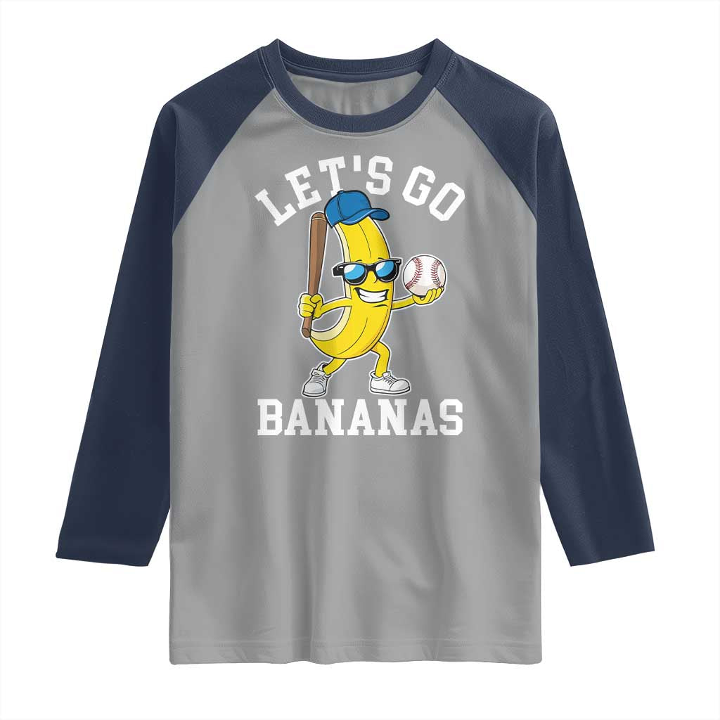 Funny Banana Raglan Shirt Lets Go Bananas TS10 Sport Gray Navy Print Your Wear