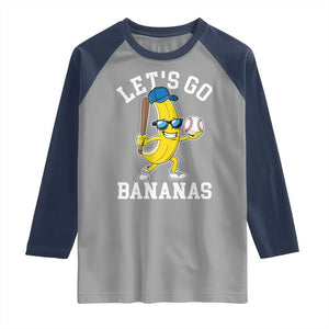 Funny Banana Raglan Shirt Lets Go Bananas TS10 Sport Gray Navy Print Your Wear