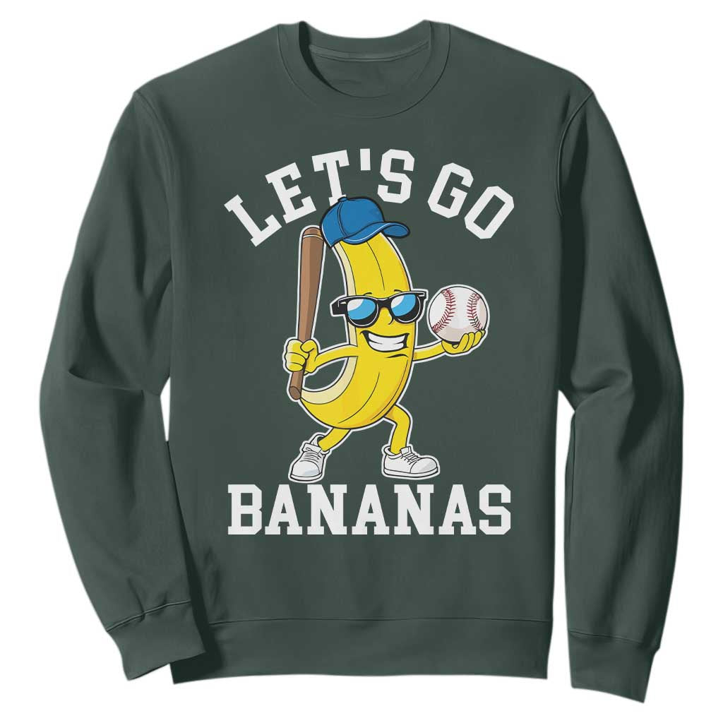 Funny Banana Sweatshirt Lets Go Bananas TS10 Dark Forest Green Print Your Wear