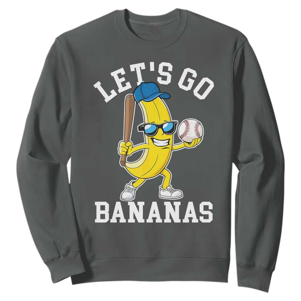 Funny Banana Sweatshirt Lets Go Bananas TS10 Dark Heather Print Your Wear