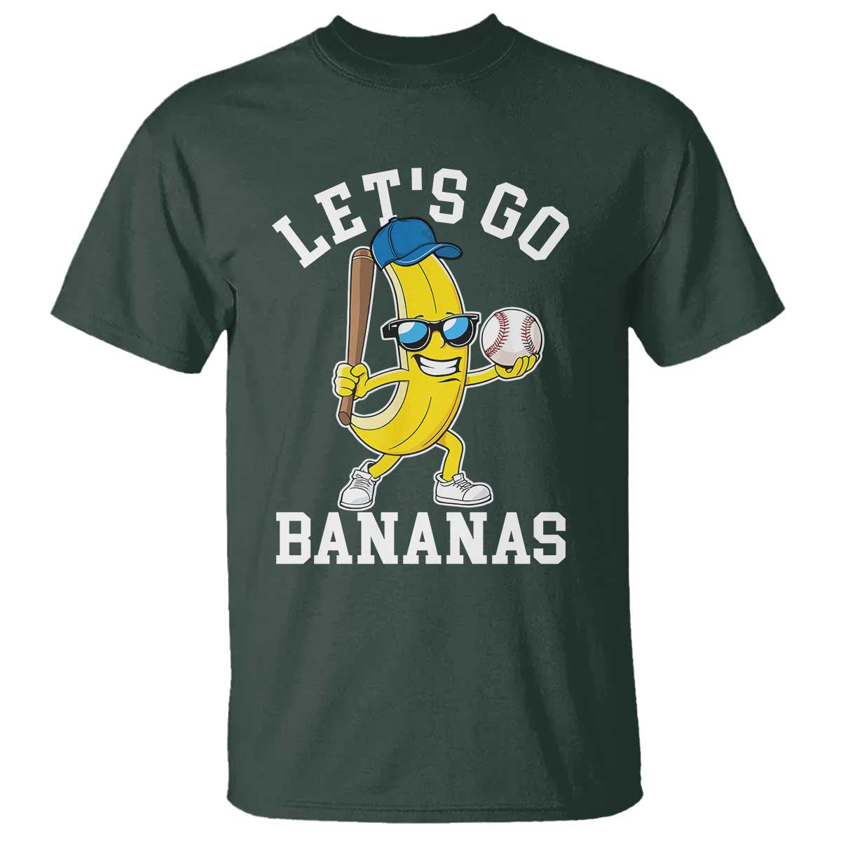 Funny Banana T Shirt Lets Go Bananas TS10 Dark Forest Green Print Your Wear