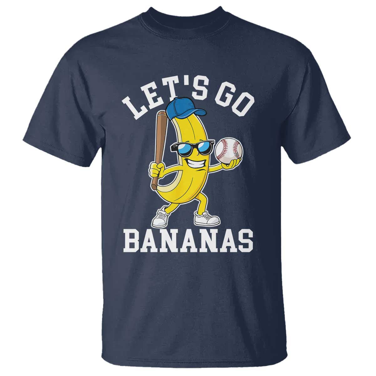 Funny Banana T Shirt Lets Go Bananas TS10 Navy Print Your Wear