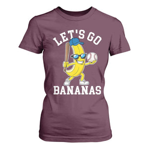 Funny Banana T Shirt For Women Lets Go Bananas TS10 Maroon Print Your Wear