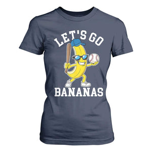 Funny Banana T Shirt For Women Lets Go Bananas TS10 Navy Print Your Wear