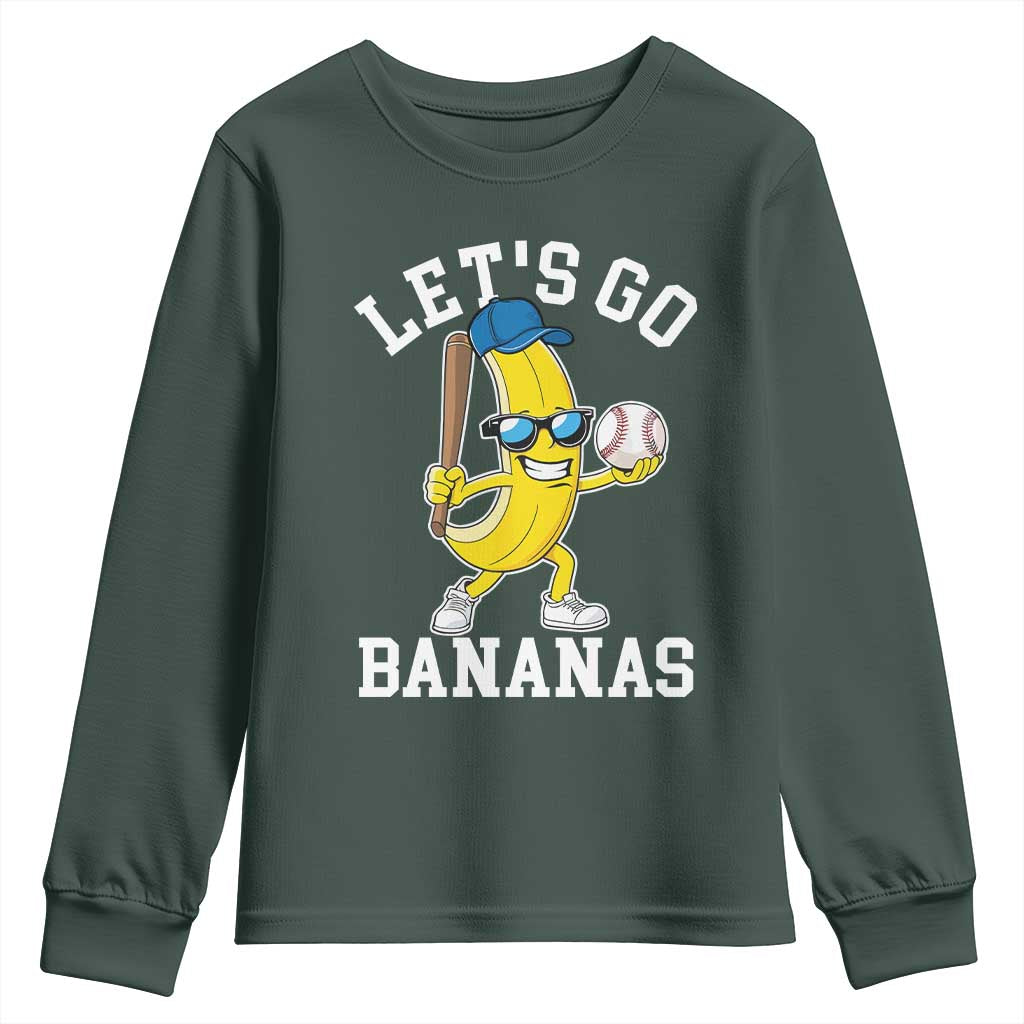 Funny Banana Youth Sweatshirt Lets Go Bananas TS10 Dark Forest Green Print Your Wear