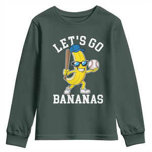 Funny Banana Youth Sweatshirt Lets Go Bananas TS10 Dark Forest Green Print Your Wear