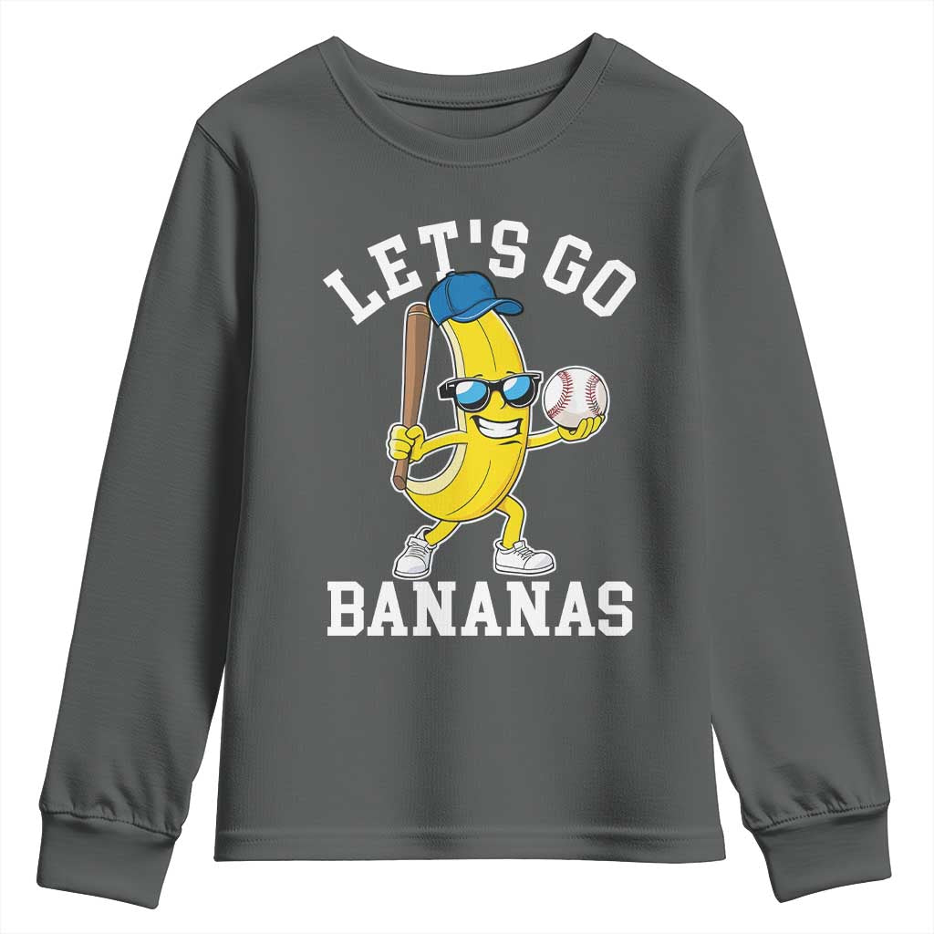 Funny Banana Youth Sweatshirt Lets Go Bananas TS10 Dark Heather Print Your Wear